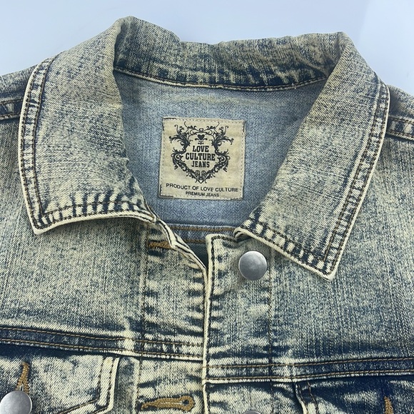 Love Culture Jeans Vintage Wash Buttoned Denim Vest S100-49 - Picture 2 of 4